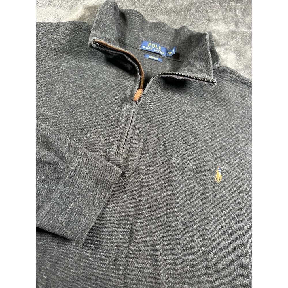 Polo Ralph Lauren Estate Rib 1/4 Zip‎ Sweater Men's 4XB Gray Cotton Flesh Pony